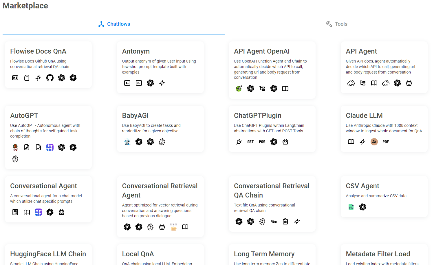 Flowise marketplace