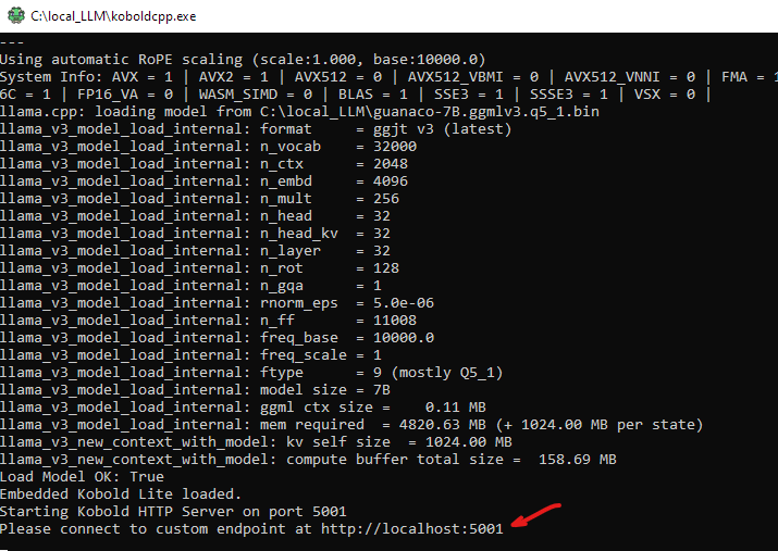 After clicking the "Launch" button you will see the localhost port to access the chatbot