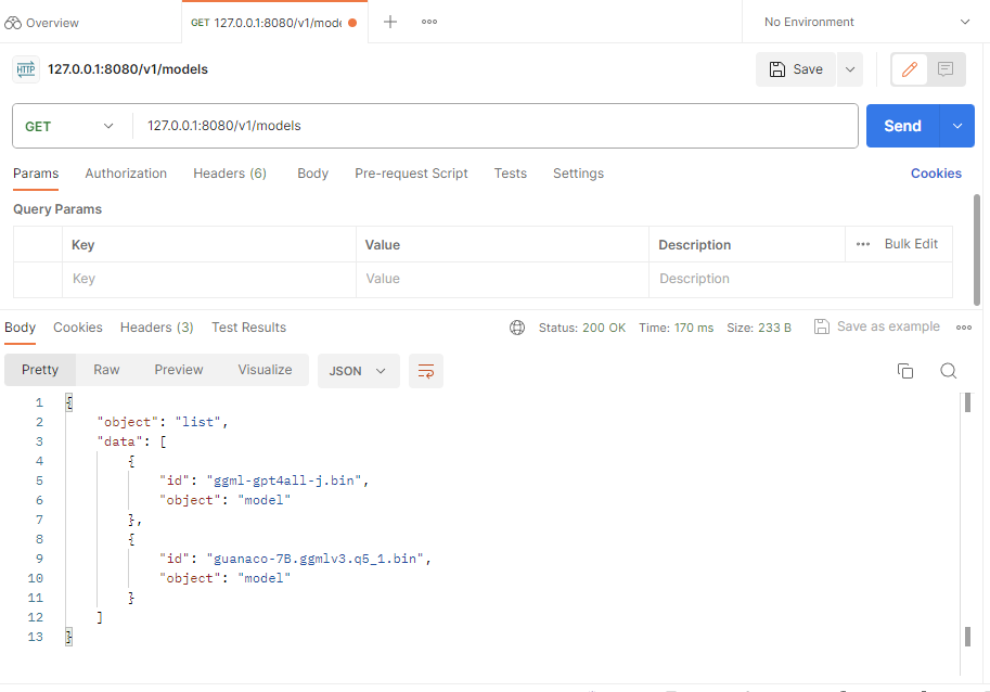 Shows which models are available in the localAI docker image