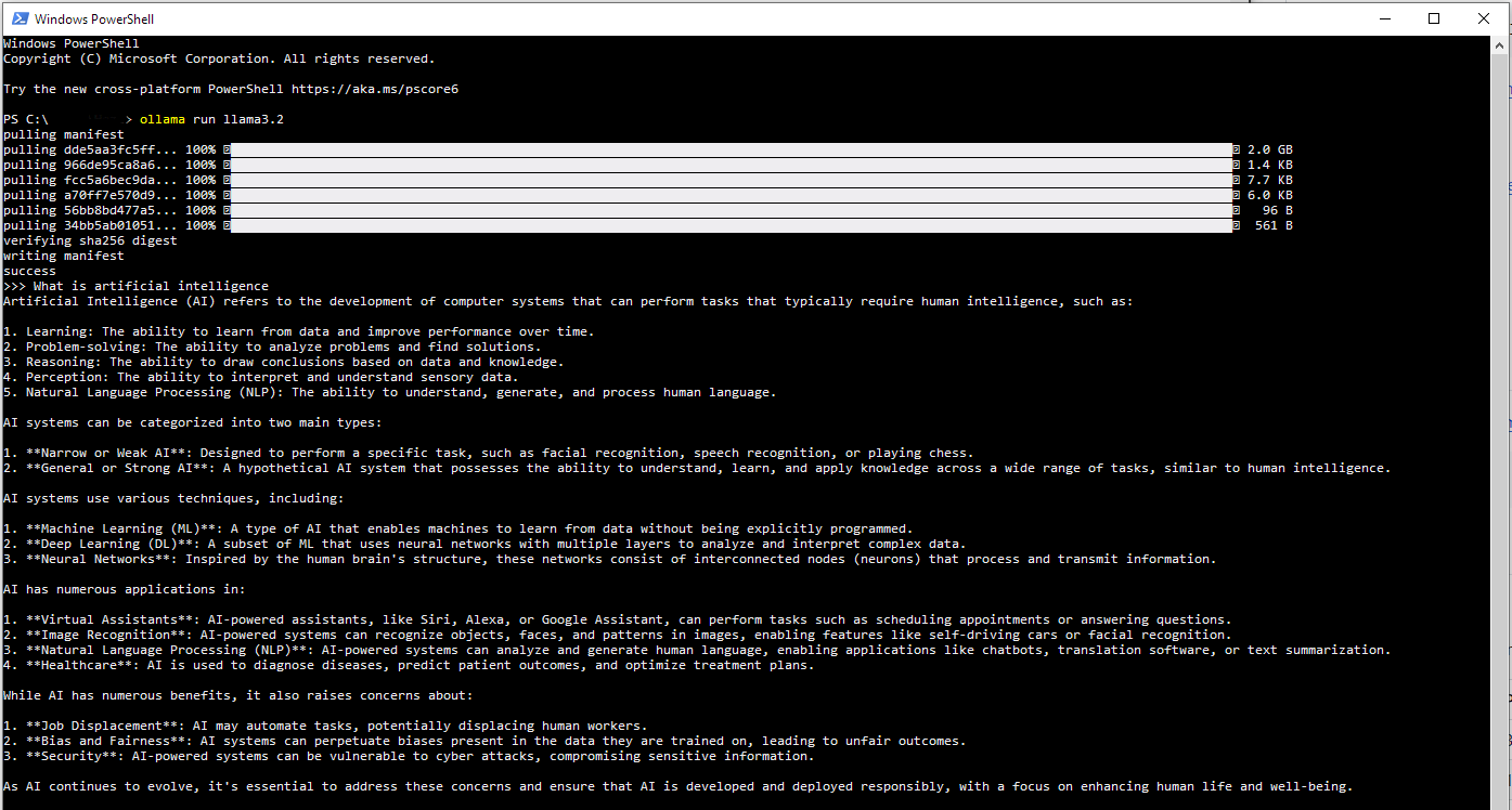 Ollama Command Line Response